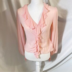 Silk Worthington 100% Silk Blush Pink Ruffle Blouse:Size 4